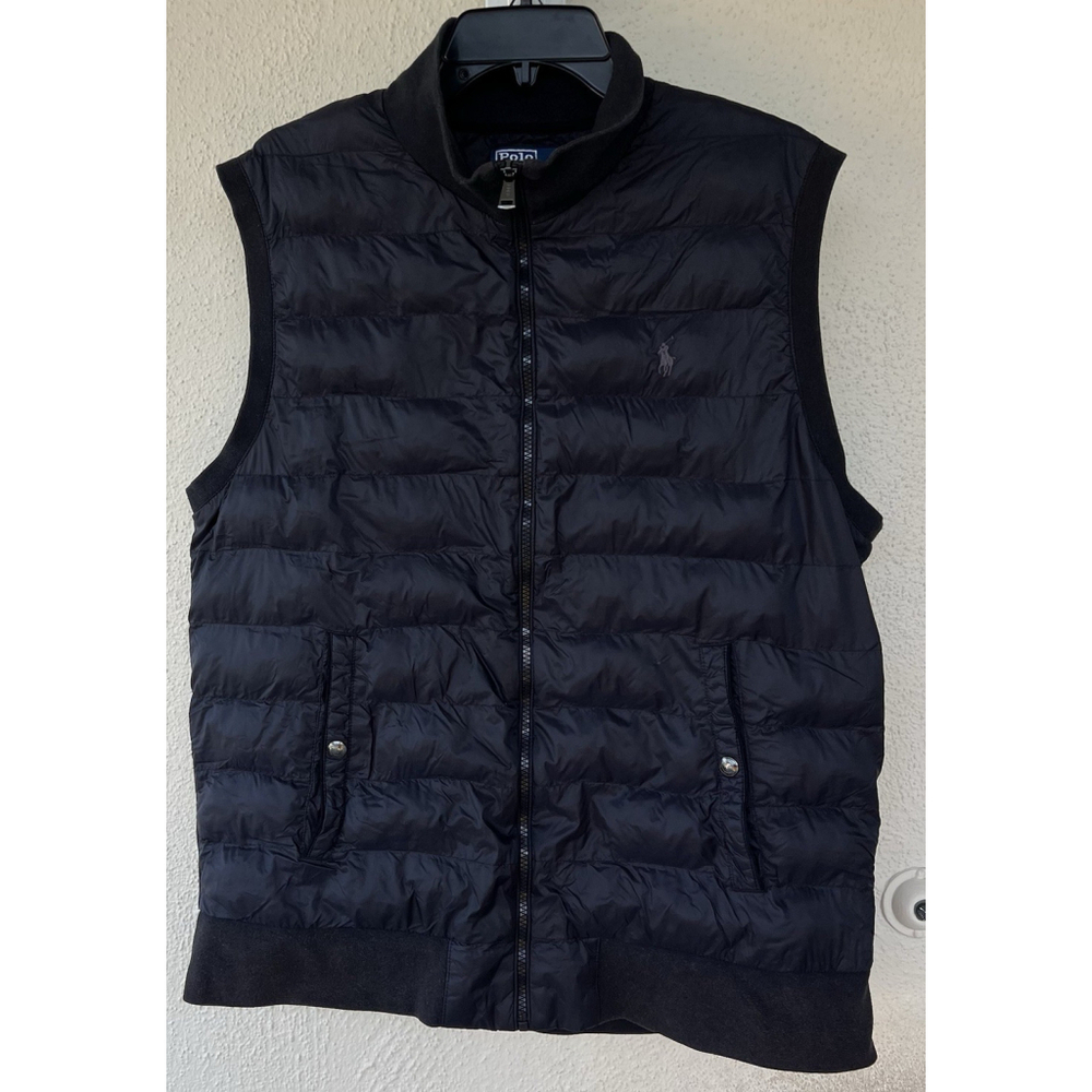 Polo Ralph Lauren Vest Men's XL Black Full Zip Knit Pony Hybrid Sweater Jacket
